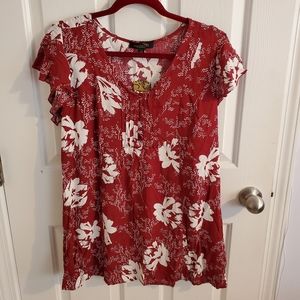 Red and White Floral Henie- Size L